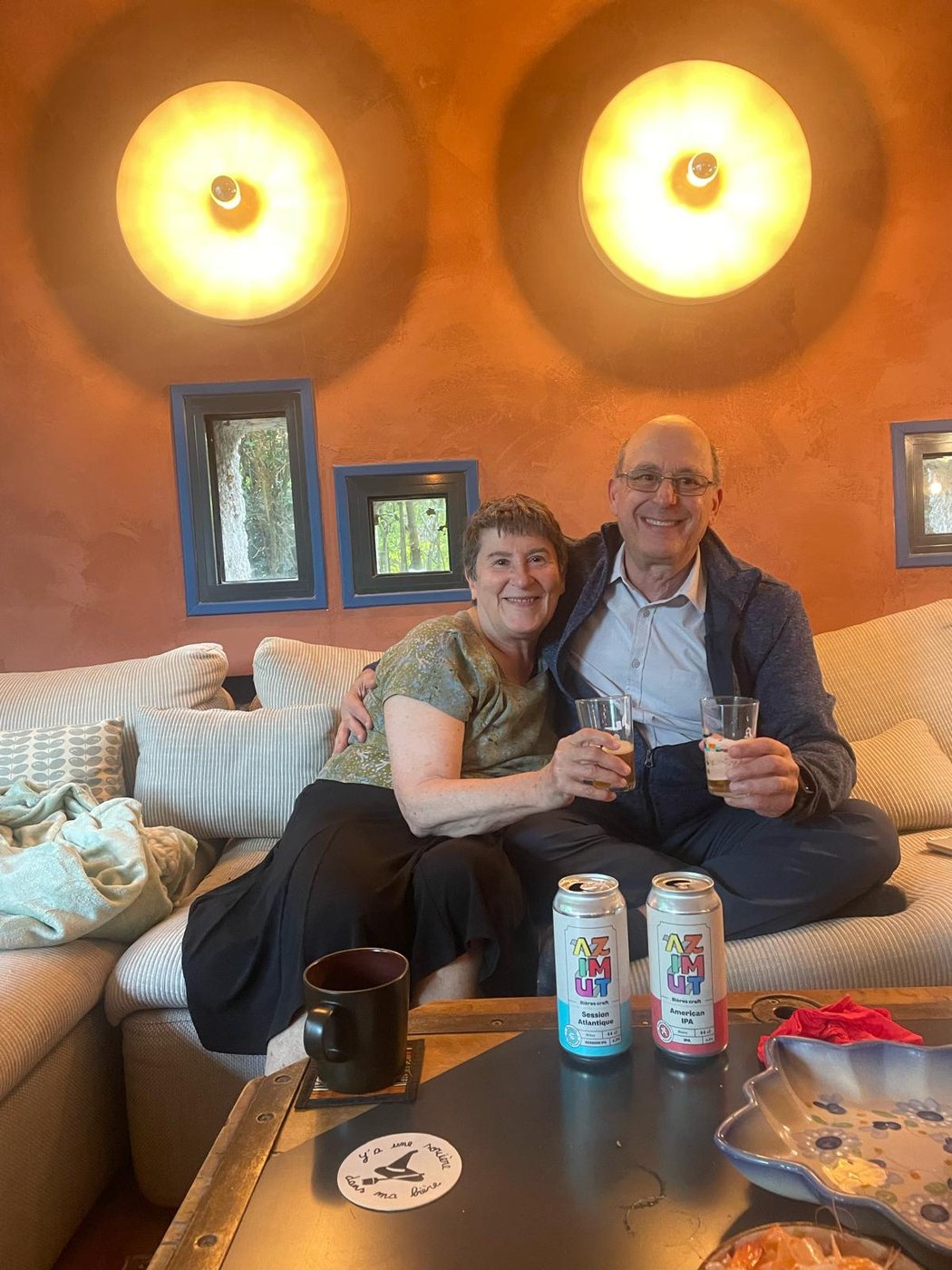 Ben and Kathy with Pablo's Azimut craft beers