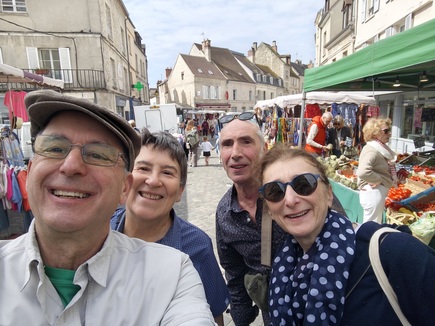 Ben, Kathy, Thierry, and Manou at the Senlis market