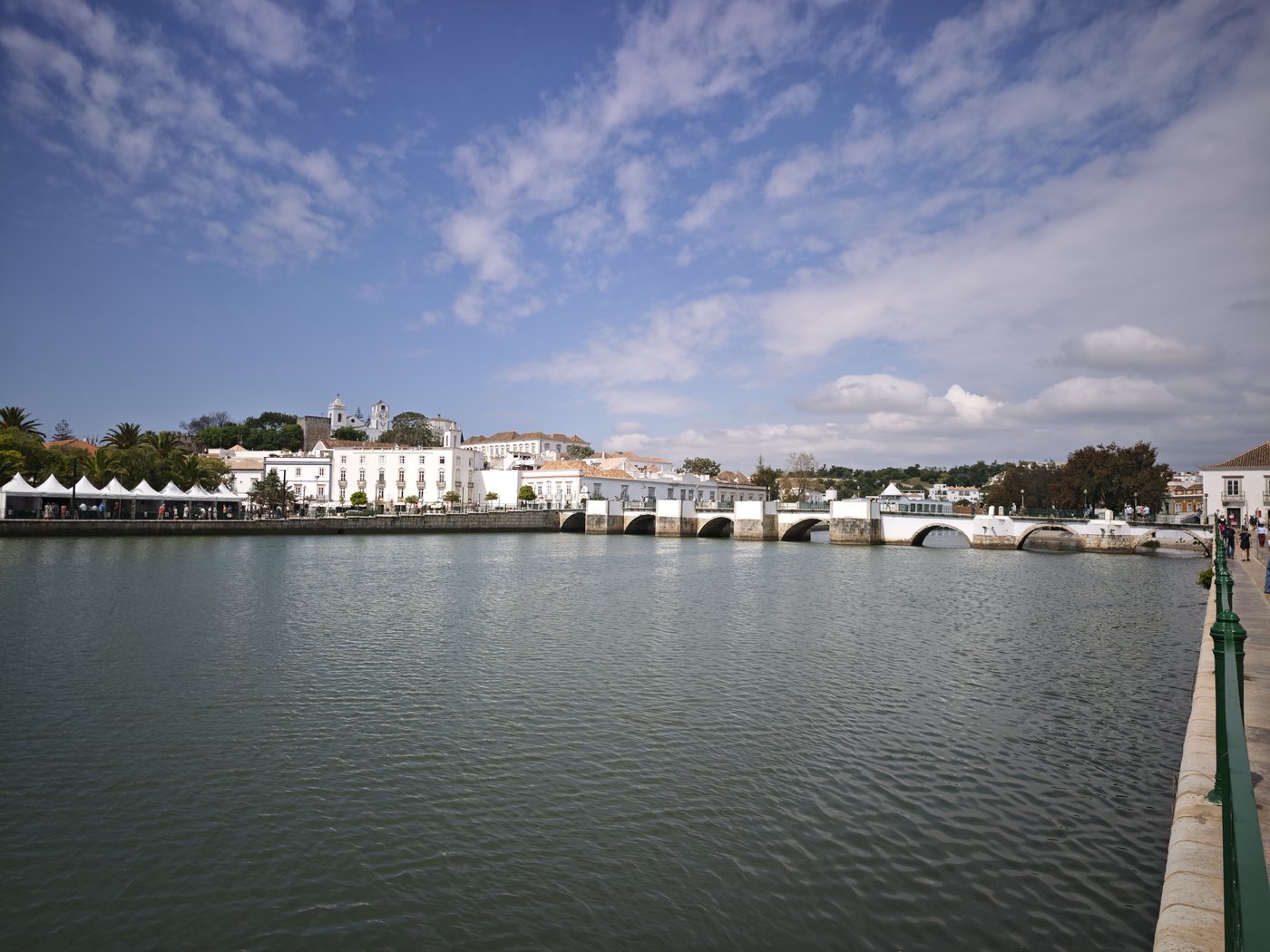 Roman bridge and old town across the Gilão River, Tavira