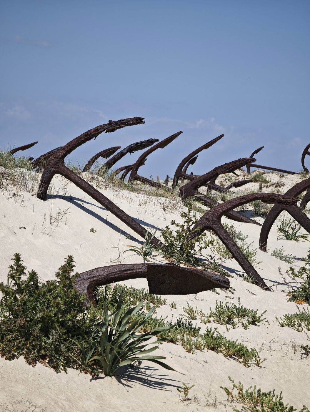 Anchor cemetery on the dunes at Praia do Barril