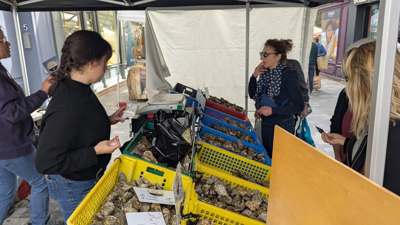 Oysters and seafood at the Senlis market